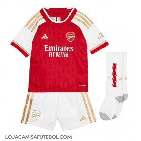 Camisa de Futebol Arsenal Declan Rice #41 Equipamento Principal Infantil 2023-24 Manga Curta (+ Calças curtas)
